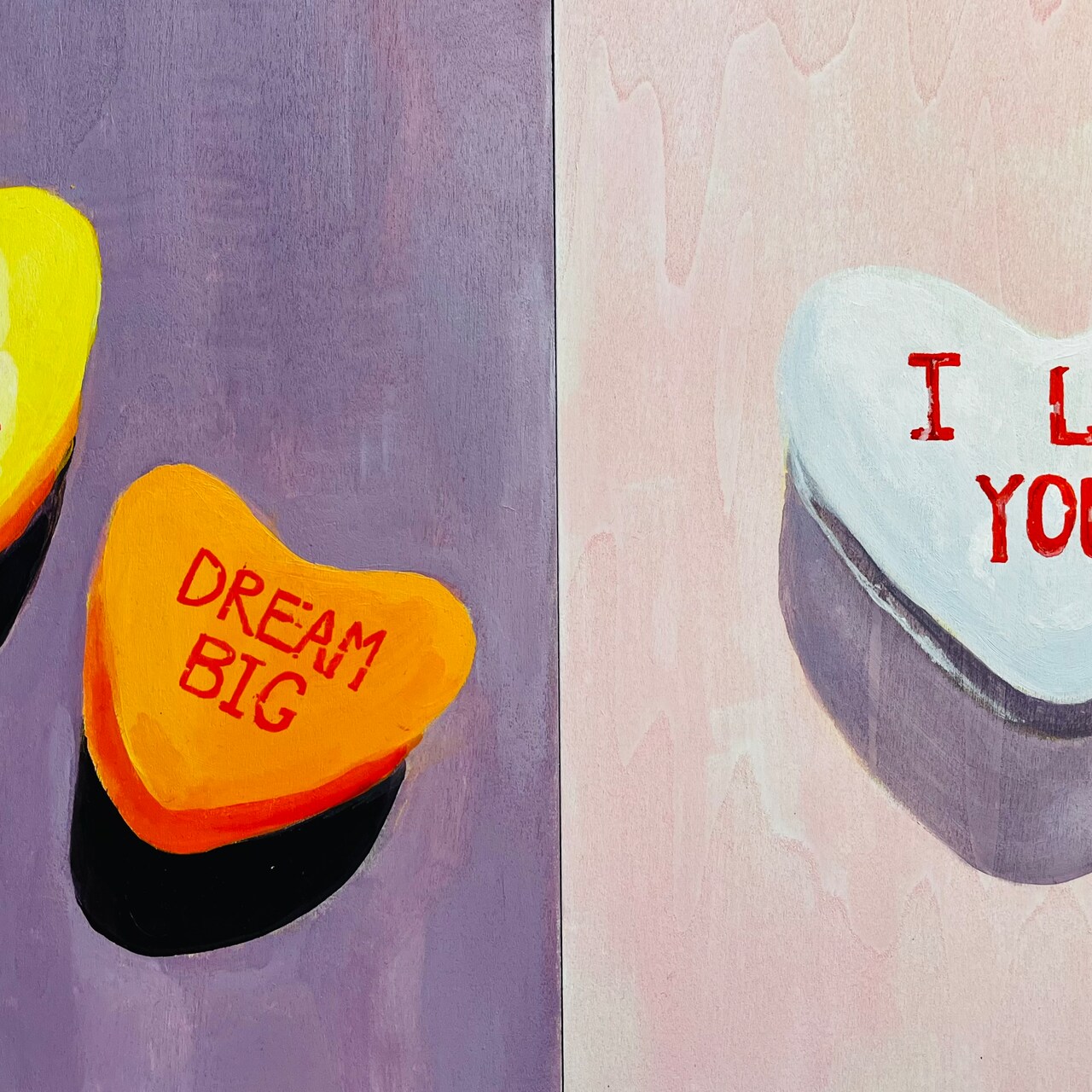 Date Night Painting: Valentine's Day Diptych Painting Acrylic on Wood Panels